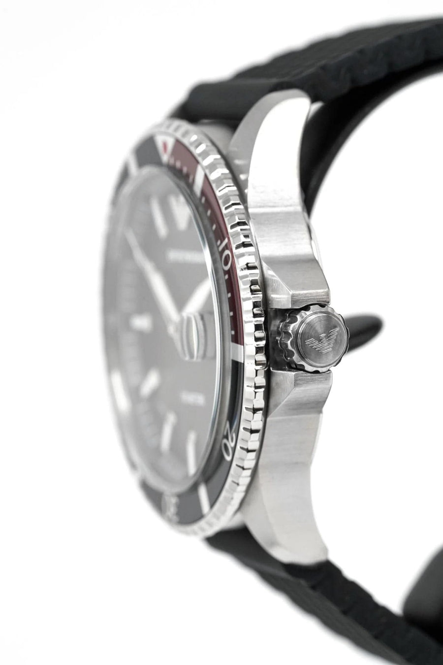 Emporio Armani Diver Black Dial Black Silicon Strap Watch for Men - AR11341