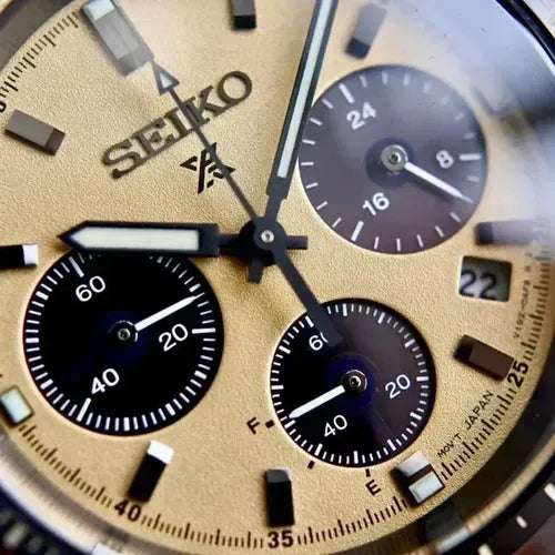 Seiko Prospex Speedtimer Solar Chronograph Gold Dial Silver Steel Strap Watch for Men - SSC817