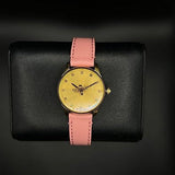 Gucci G Timeless Gold Dial Pink Leather Strap Watch for Women - YA1265041