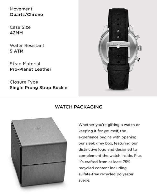 Emporio Armani Racer Chronograph Black Dial Black Leather Strap Watch for Men - AR11635