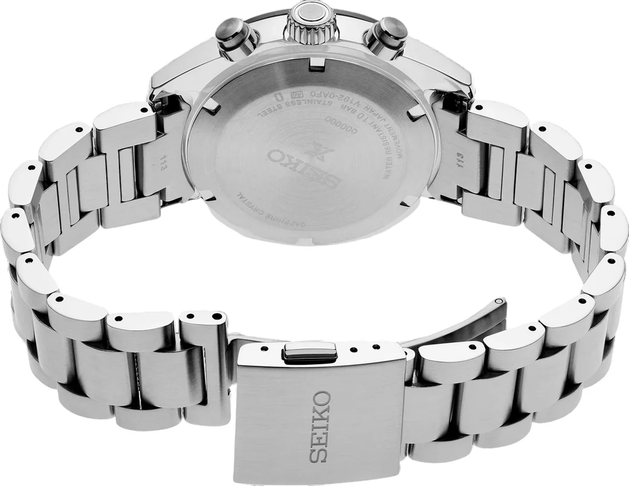 Seiko Prospex Speedtimer Solar Chronograph Green Dial Silver Steel Strap Watch for Men - SSC933