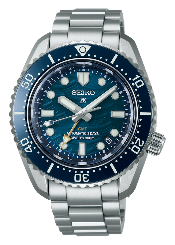 Seiko Prospex 1968 Heritage Divers GMT The Great Wave Limited Edition Blue Dial Silver Steel Strap Watch for Men - SPB509J1