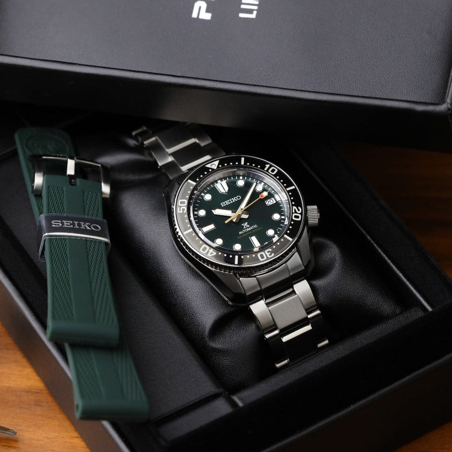 Seiko Prospex 140th Anniversary Limited Edition Automatic Scuba Divers Green Dial Silver Steel Strap Watch for Men - SPB207J1