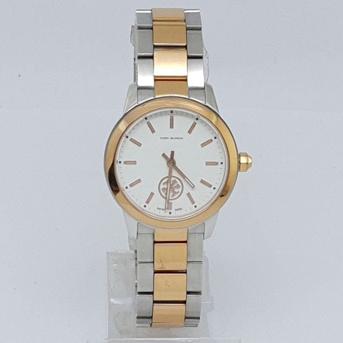 Tory Burch Collins White Dial Two Tone Steel Strap Watch for Women - TBW1306