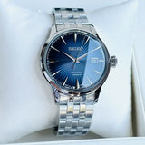Seiko Presage Cocktail Time Automatic Blue Dial Silver Steel Strap Watch for Men - SRPB41J1