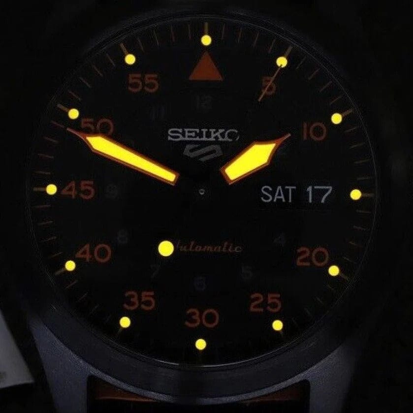 Seiko 5 Sports Flieger Pilot Automatic Black Dial Black Nylon Strap Watch for Men - SRPH33K1
