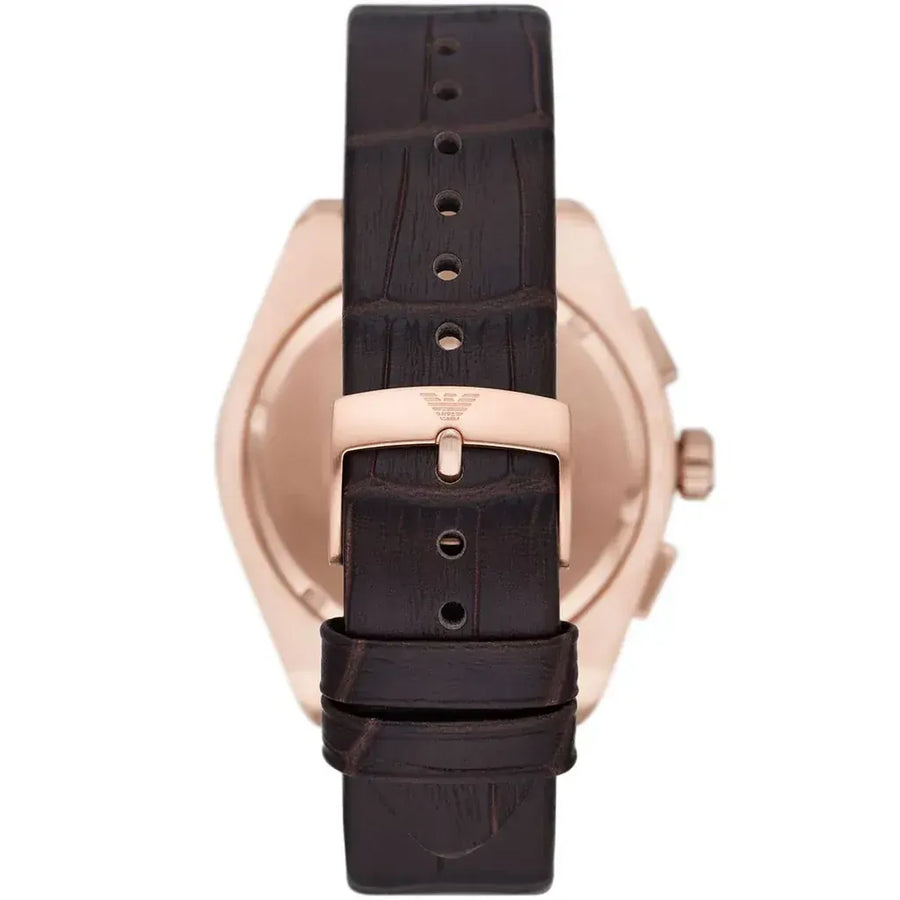 Emporio Armani Classic Chronograph Brown Dial Brown Leather Strap Watch for Men - AR0371