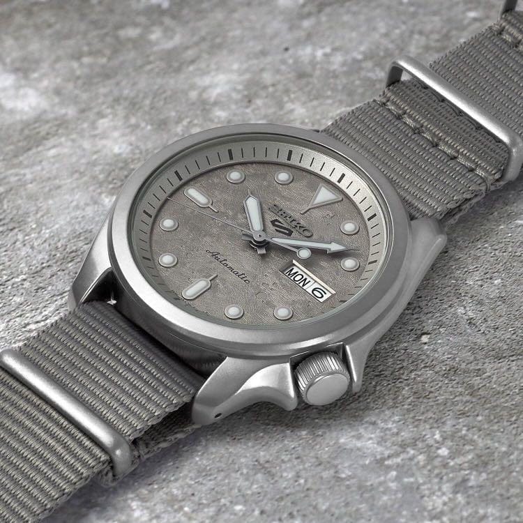 Seiko 5 Sports Automatic Grey Dial Grey Nylon Strap Watch for Men - SRPE61K1