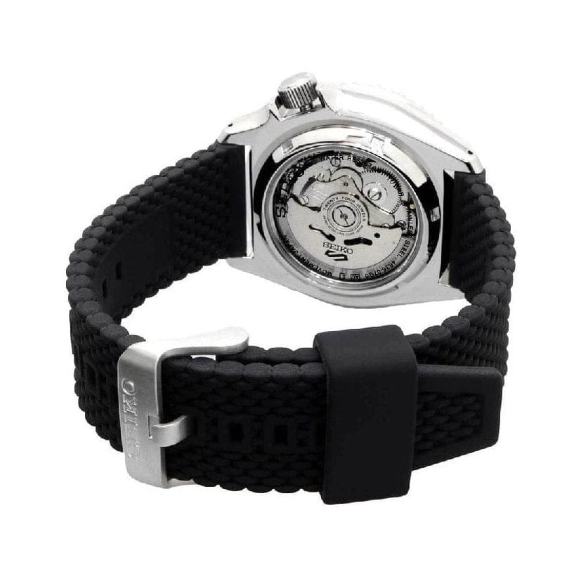 Seiko 5 Sports SKX Automatic Black Dial Black Silicone Strap Watch for Men - SRPD73K2