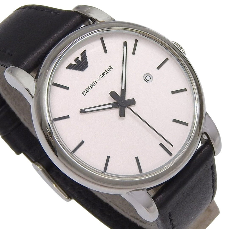 Emporio Armani Luigi White Dial Black Leather Strap Watch for Men - AR1694