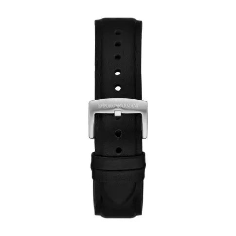 Emporio Armani Racer Chronograph Black Dial Black Leather Strap Watch for Men - AR11635