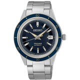Seiko Presage Style60's Automatic Blue Dial Silver Steel Strap Watch for Men - SRPG05J1