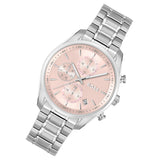 Hugo Boss Grand Tour Chronograph Pink Mother of Pearl Dial Silver Steel Strap Watch for Women - 1502765