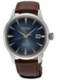 Seiko Cocktail Time Automatic Blue Dial Brown Leather Strap Watch for Men - SRPK15K1