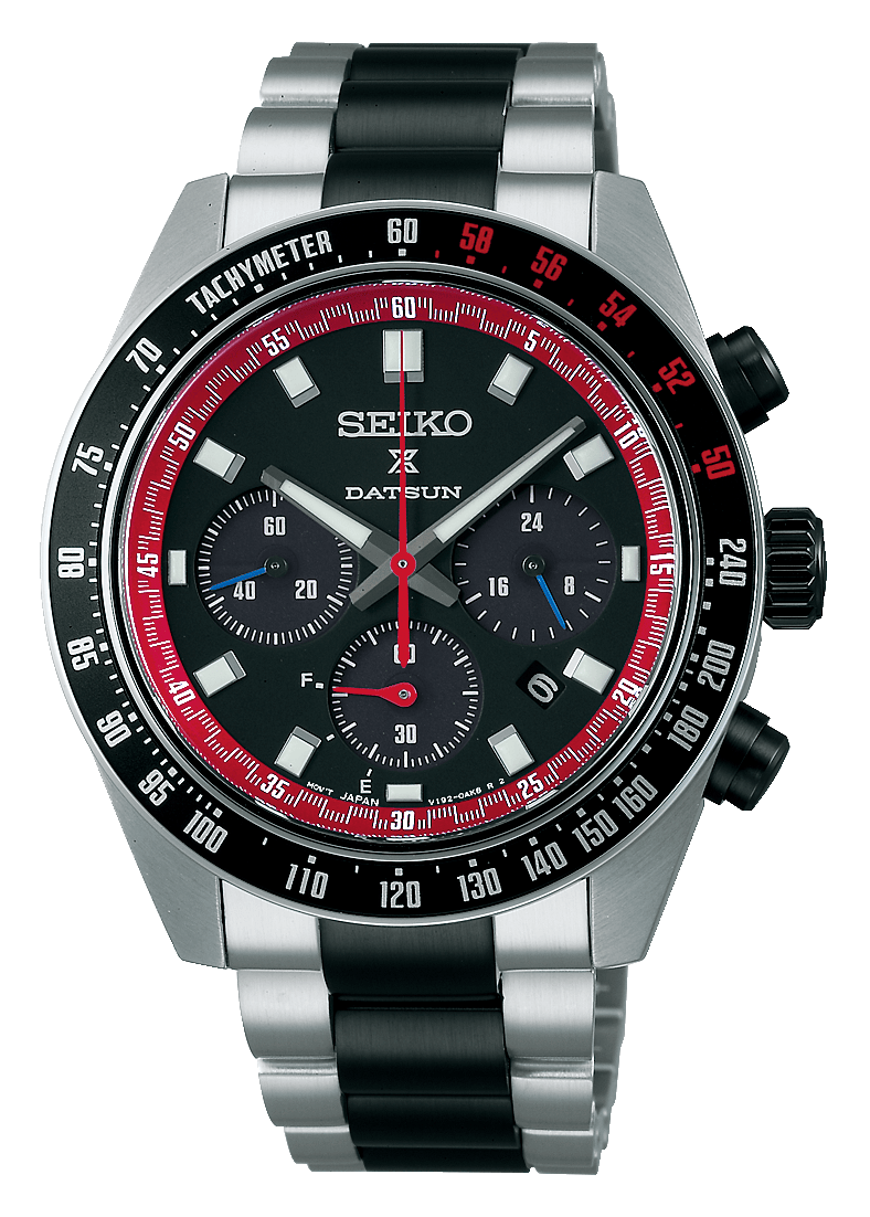 Seiko Prospex Speedtimer Solar Chronograph Datsun 240Z Collaboration Limited Edition Black Dial Two Tone Steel Strap Watch for Men - SSC957