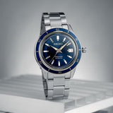 Seiko Presage Style60's Automatic Blue Dial Silver Steel Strap Watch for Men - SRPG05J1