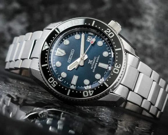 Seiko Prospex Marinemaster Automatic Scuba Divers Blue Dial Silver Steel Strap Watch for Men - SPB187J1