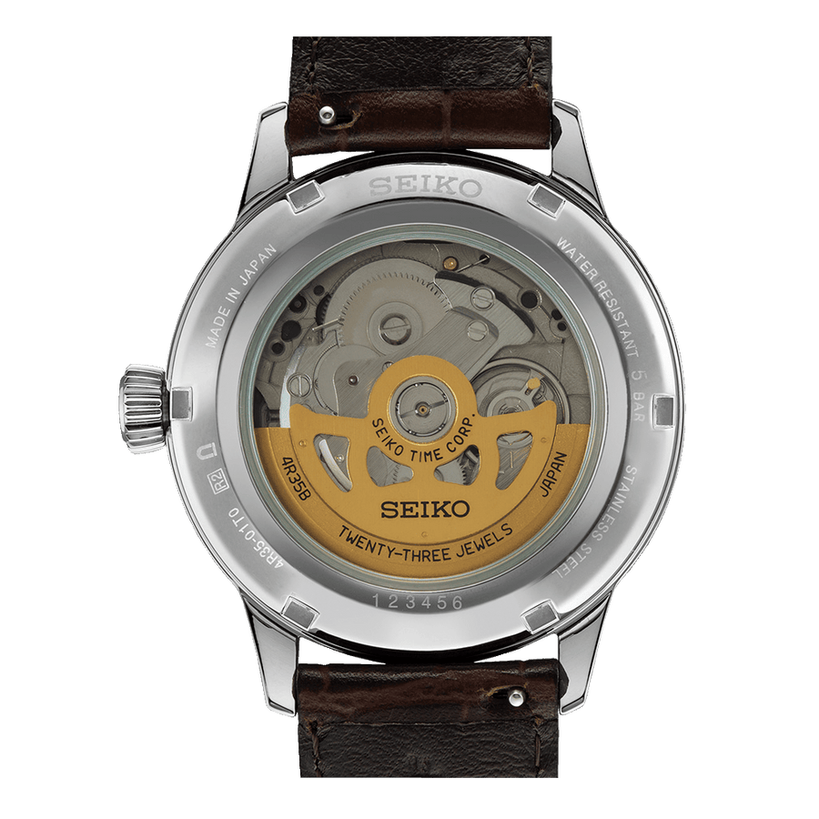 Seiko Cocktail Time Automatic Blue Dial Brown Leather Strap Watch for Men - SRPK15K1