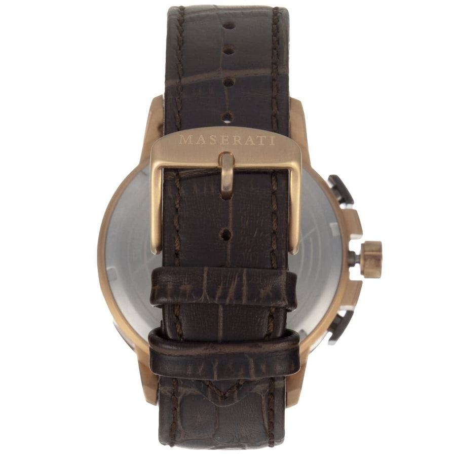 Maserati Ingegno Chronograph Brown Dial Brown Leather Strap Watch for Men - R88771639001