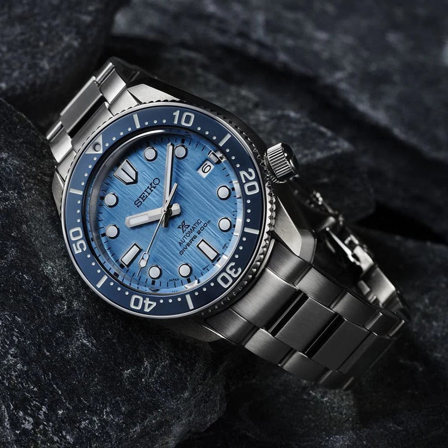 Seiko Prospex Glacier Save The Ocean Special Edition Automatic Blue Dial Silver Steel Strap Watch for Men - SPB299J1