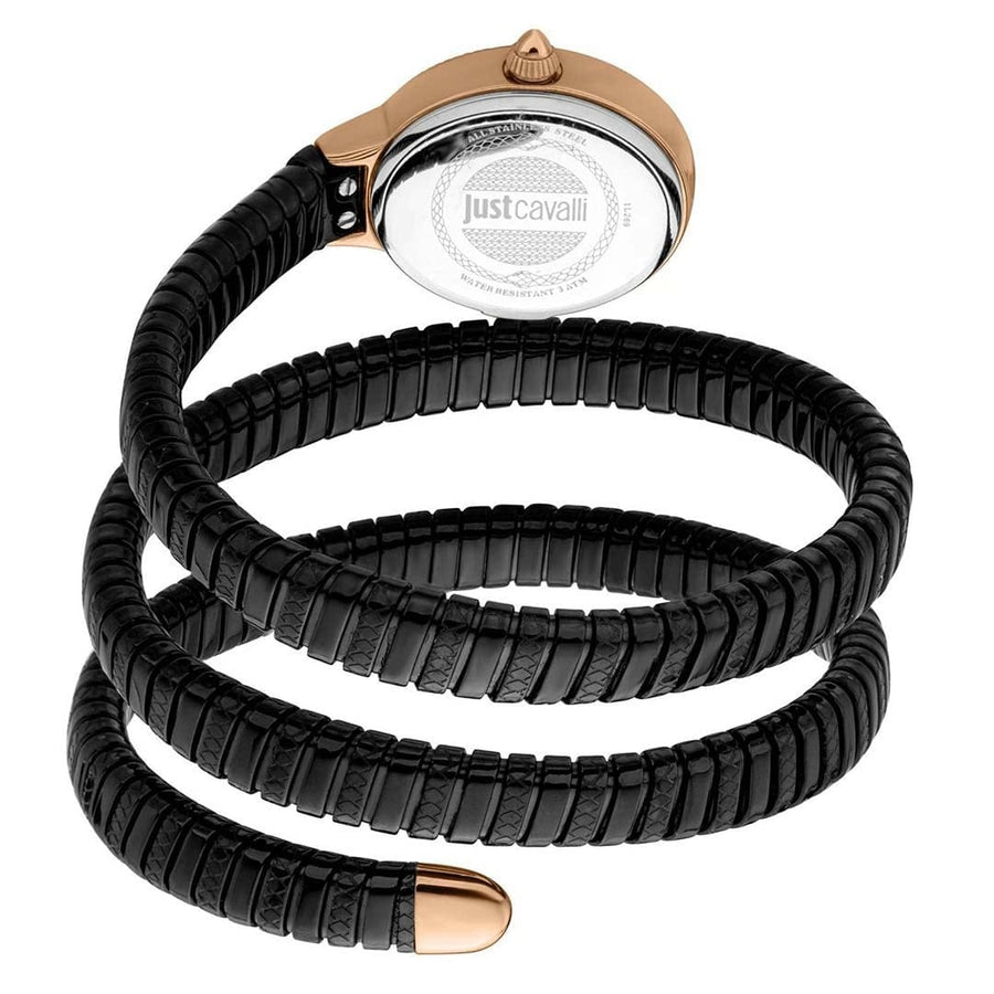 Just Cavalli Snake Black Dial Black Steel Strap Watch for Women - JC1L269M0075