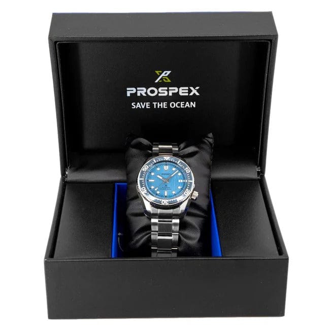 Seiko Prospex Glacier Save The Ocean Special Edition Automatic Blue Dial Silver Steel Strap Watch for Men - SPB299J1