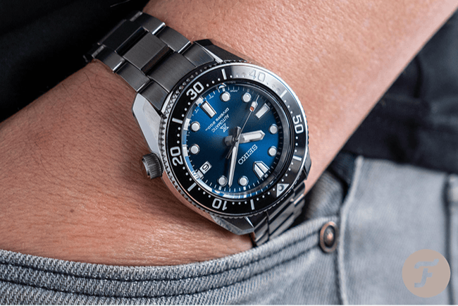 Seiko Prospex Marinemaster Automatic Scuba Divers Blue Dial Silver Steel Strap Watch for Men - SPB187J1