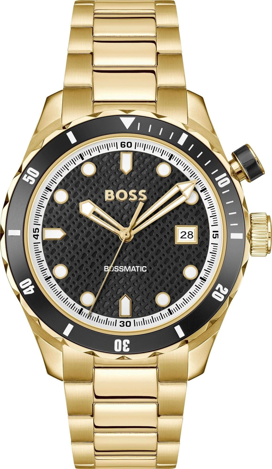 Hugo Boss Bossmatic Automatic Black Dial Gold Steel Strap Watch for Men - 1514180