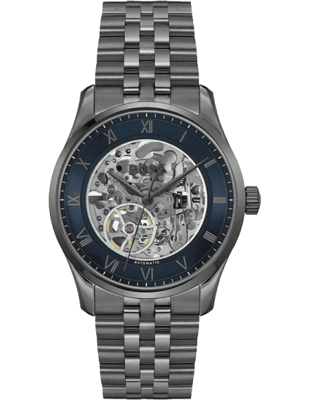 Hugo Boss Principle Skeleton Blue Dial Grey Steel Strap Watch for Men - 1514254