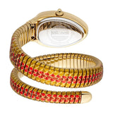 Just Cavalli Pelle Solo Snake Red Dial Three Tone Steel Strap Watch for Women - JC1L251M0045