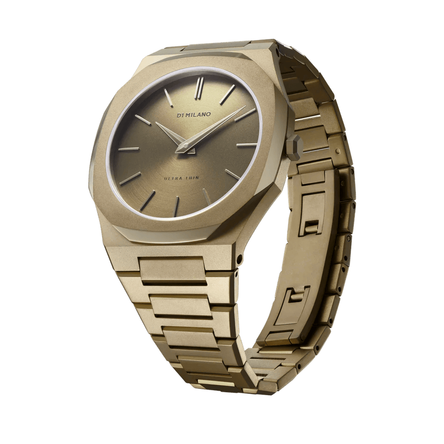 D1 Milano Ultra Thin Dusky Green Dial Green Steel Strap Watch for Men - D1-UTBJ36
