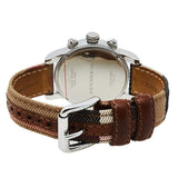 Burberry Utilitarian Chronograph White Dial Tri Tone Leather Strap Watch for Women - BU7820