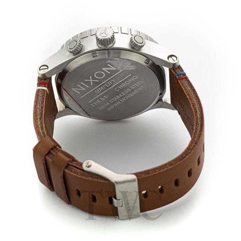 Nixon 51-30 Chronograph Black Dial Brown Leather Strap Watch for Men - A124-019