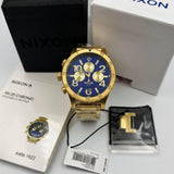 Nixon 48-20 Chrono Blue Dial Gold Steel Strap Watch for Men - A486-1922