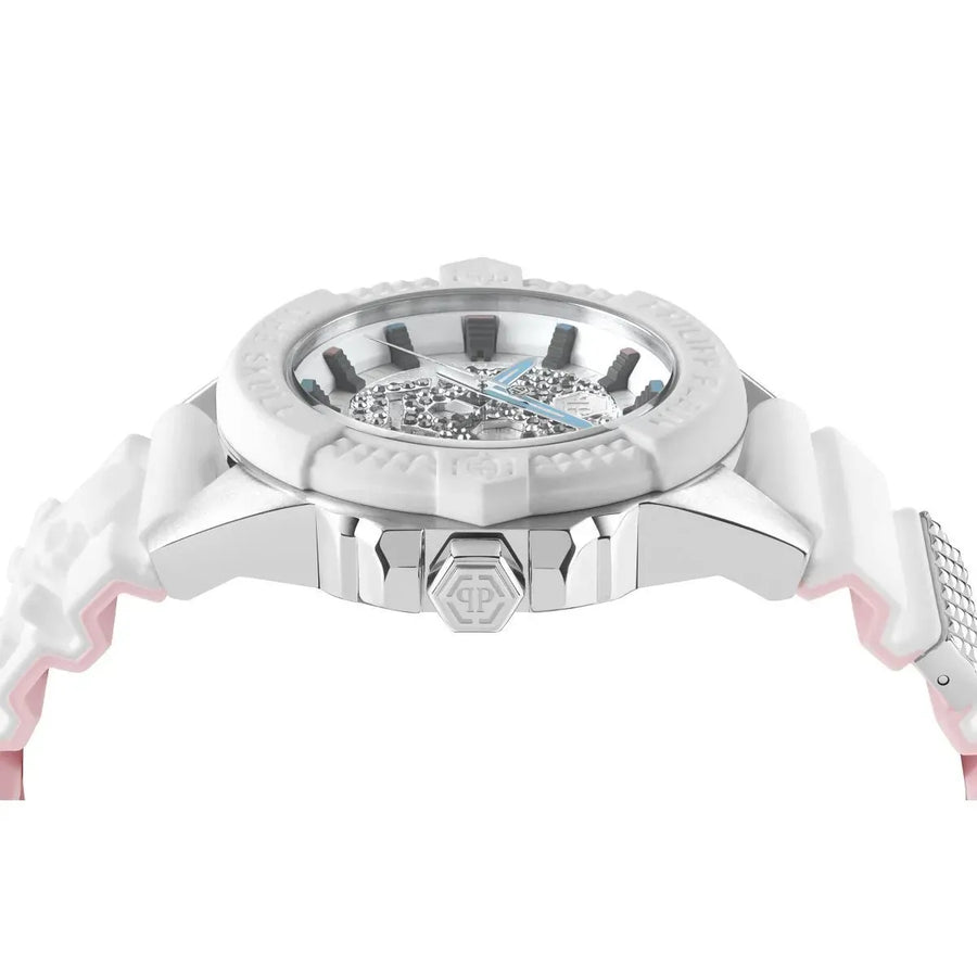 Philipp Plein The Skull White Dial White Silicone Strap Watch for Men - PWAAA1521