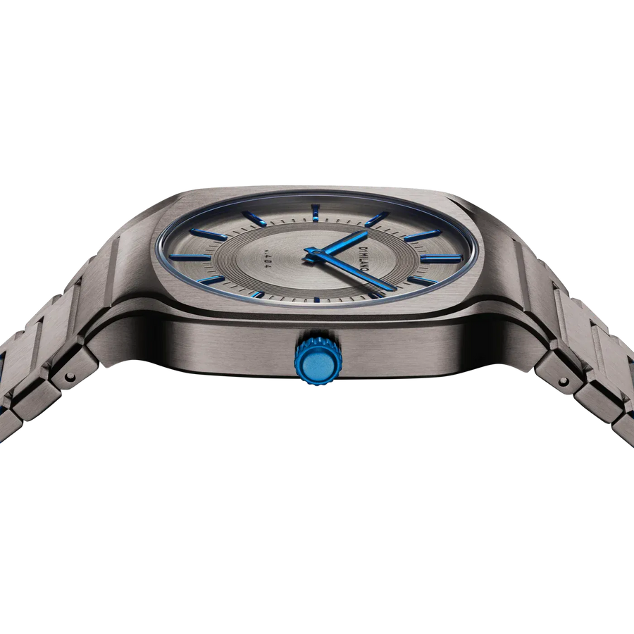 D1 Milano Square Titanium Gray Dial Gray Steel Strap Watch for Men - D1-SQBJ02