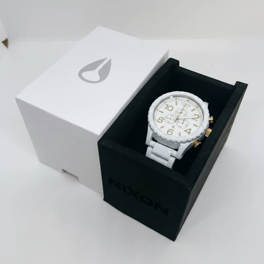 Nixon 51-30 Chronograph White Dial White Steel Strap Watch for Men - A083-1035