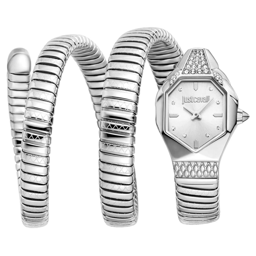 Just Cavalli Ambra Silver Dial Silver Steel Strap Watch for Women - JC1L370M0015