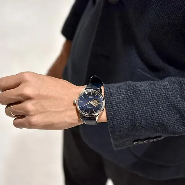 Emporio Armani Alpha Medium Blue Dial Blue Leather Strap Watch for Men - AR1848