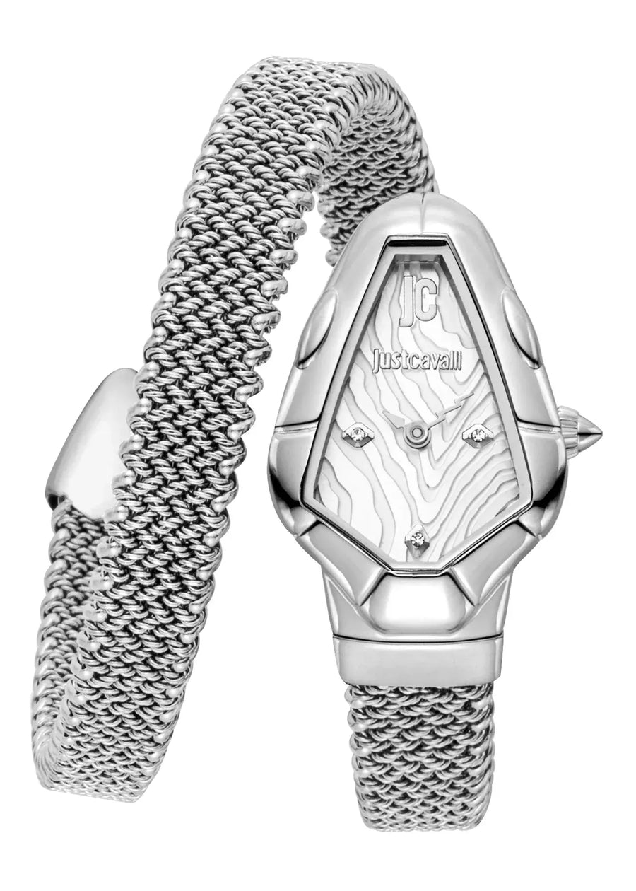 Just Cavalli Fiamma Silver Dial Silver Steel Strap Watch for Women - JC1L426M0015