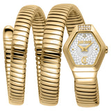 Just Cavalli Romina Silver Dial Gold Steel Strap Watch for Women - JC1L395M0025