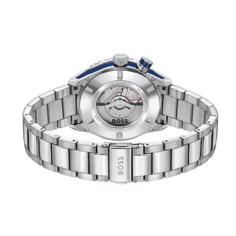 Hugo Boss Bossmatic Automatic Blue Dial Silver Steel Strap Watch for Men - 1514177
