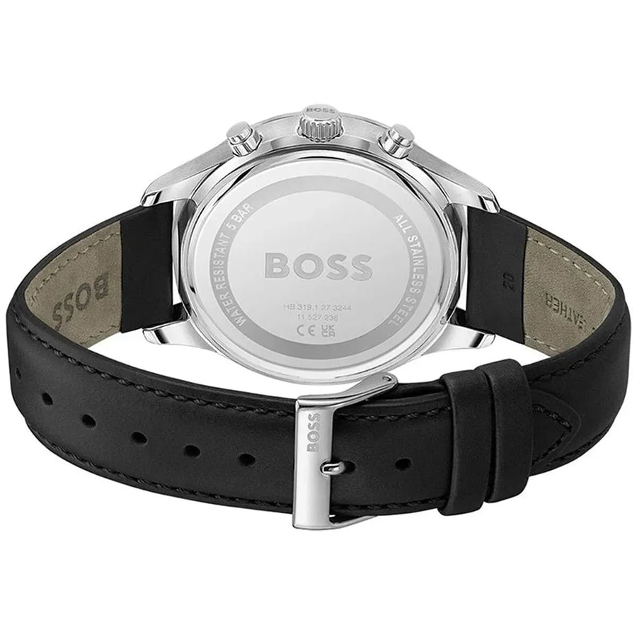 Hugo Boss Avery Chronograph Black Dial Black Leatherr Strap Watch for Men - 1514211