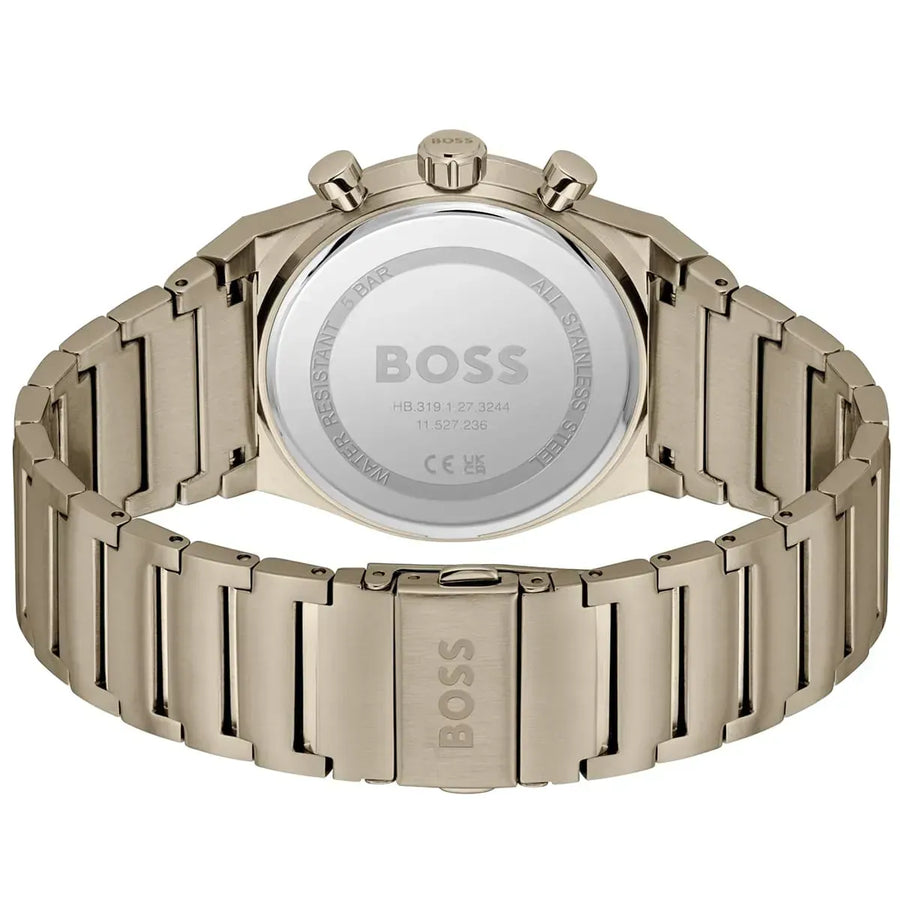 Hugo Boss Candor Chronograph Green Dial Brown Steel Strap Watch for Men - 1514222