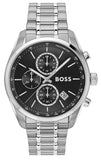 Hugo Boss Grand Prix Chronograph Black Dial Silver Steel Strap Watch for Men - 1514251