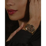 Hugo Boss Grand Tour Chronograph Brown Dial Gold Steel Strap Watch for Women - 1502770