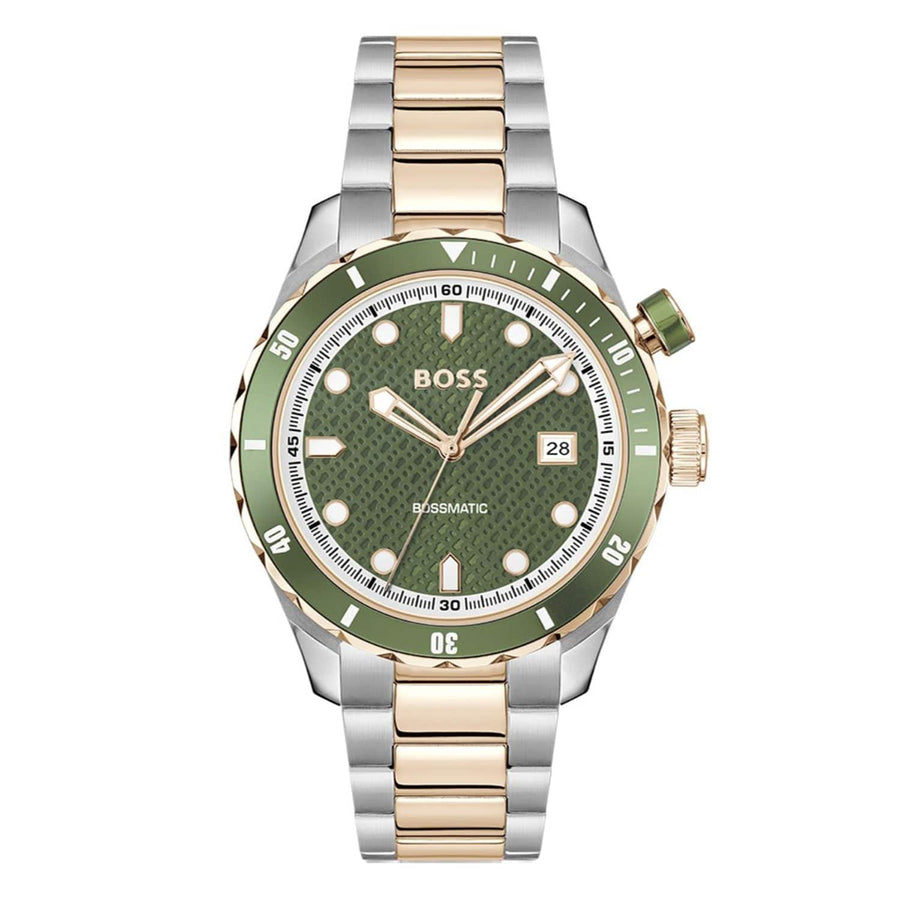 Hugo Boss Bossmatic Automatic Green Dial Two Tone Steel Strap Watch for Men - 1514181