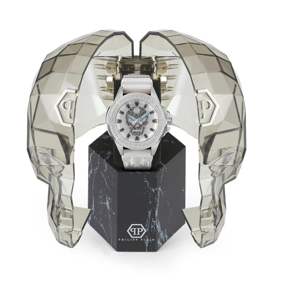 Philipp Plein The Skull White Dial White Silicone Strap Watch for Men - PWAAA1521