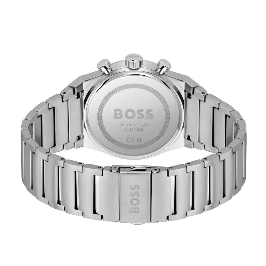 Hugo Boss Candor Chronograph Silver Dial Silver Steel Strap Watch for Men - 1514221