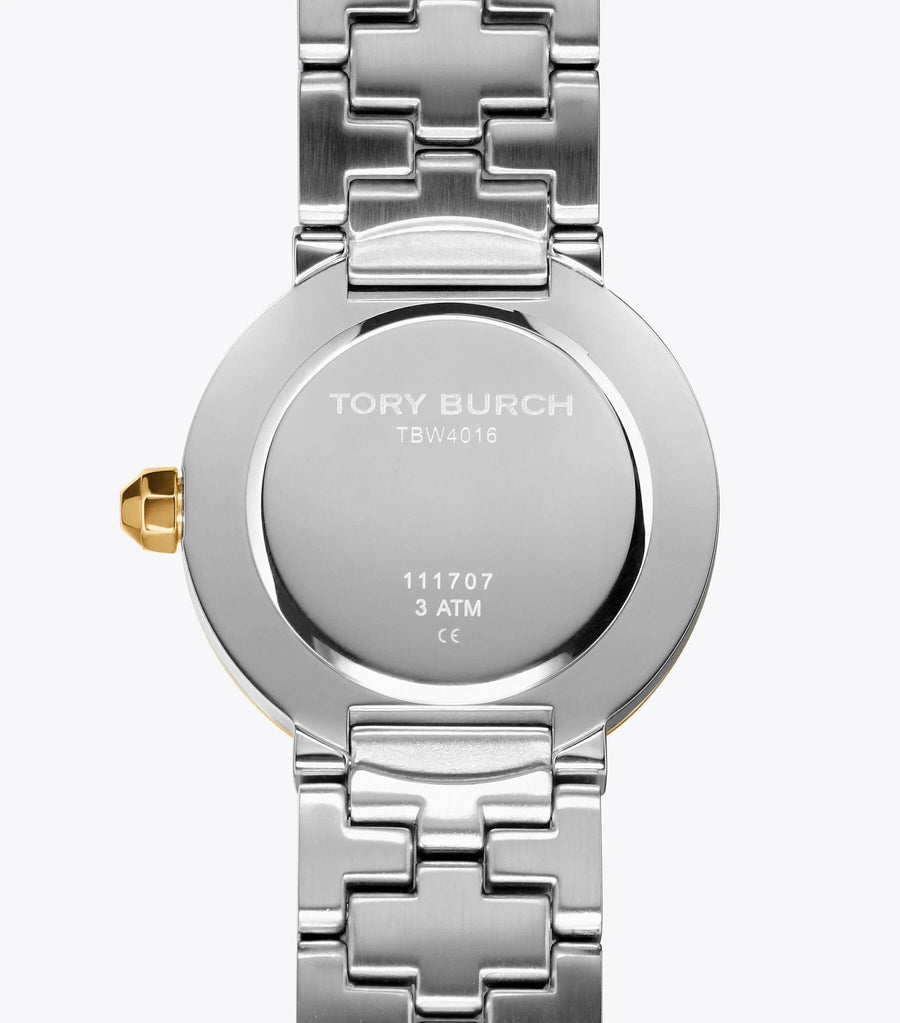Tory Burch Reva Gold Dial Two Tone Steel Strap Watch for Women - TBW4016